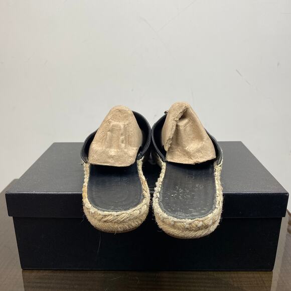Chanel CC Logo Leather Cap Toe Espadrilles Mules Women's 40 - Picture 4 of 11